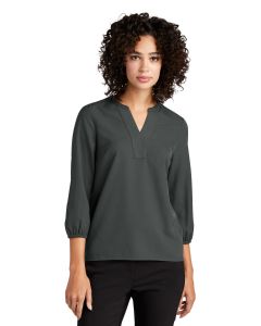 MERCER+METTLE Women's Stretch Crepe 3/4 Sleeve Blouse